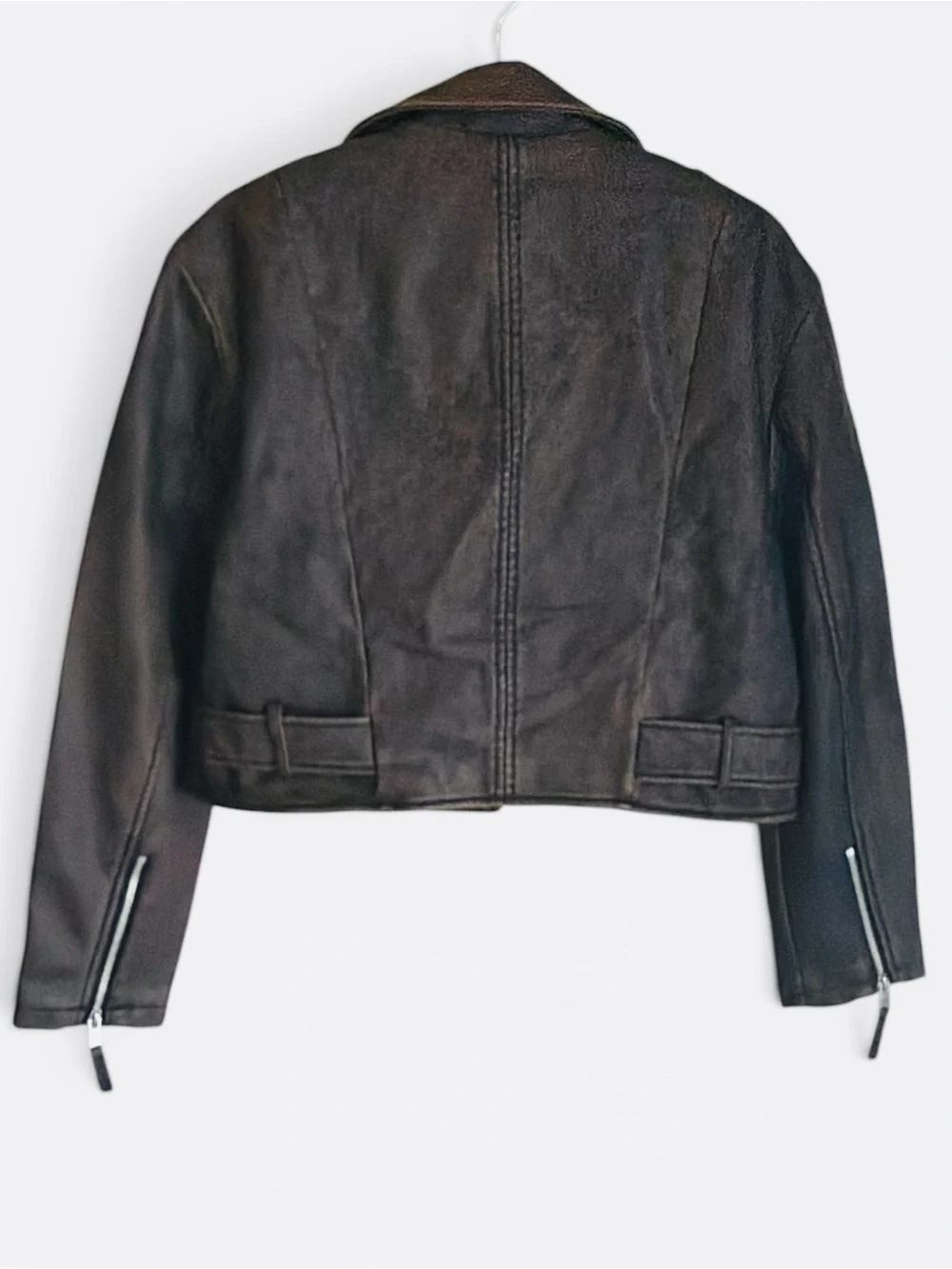 Lily & Lottie Akira Moto Jacket Size Medium Brown Asymmetrical Zip Front NEW - Picture 6 of 13